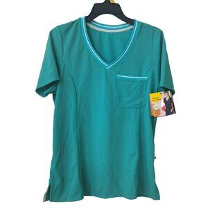 Kindly Yours Women's Tailored V-Neck Scrub Top Size XXL (20) Green Soft Fabric